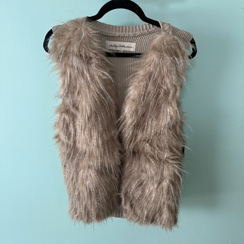 Sebby Collection Women Size L Faux Fur Vest/Beige/Natural Color